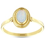 Opal Taşlı Altın Oval Yüzük