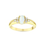 Opal Taşlı Altın Oval Yüzük