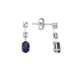 Pırlanta Safir Oval Küpe