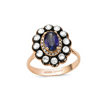 Elmas Safir Oval Yüzük