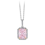 Pembe Violet Emerald Kesim Pırlanta Kolye