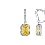 Sarı Violet Emerald Kesim Pırlanta Küpe