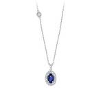 Pırlanta Safir Oval Kolye