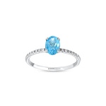 Pırlanta Aquamarine Taşlı Oval Yüzük