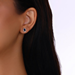 Pırlanta Safir Oval Küpe