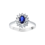 Pırlanta Safir Oval Yüzük