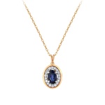 Pırlanta Safir Oval Kolye