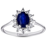 Pırlanta Safir Oval Yüzük