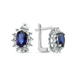 Pırlanta Safir Oval Küpe