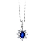 Pırlanta Safir Oval Kolye