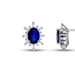 Pırlanta Safir Oval Küpe