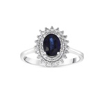 Pırlanta Safir Oval Yüzük
