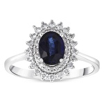 Pırlanta Safir Oval Yüzük