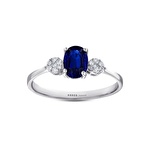 Pırlanta Safir Oval Yüzük