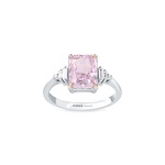 Pembe Violet Emerald Kesim Pırlanta Yüzük