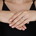 Pembe Violet Emerald Kesim Pırlanta Yüzük
