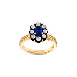 Elmas Safir Renkli Oval Yüzük