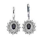 Pırlanta Safir Oval Küpe