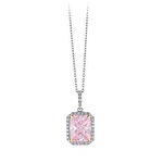 Pembe Violet Emerald Kesim Pırlanta Kolye