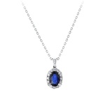 Pırlanta Safir Oval Kolye
