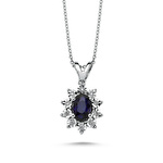 Pırlanta Safir Oval Kolye