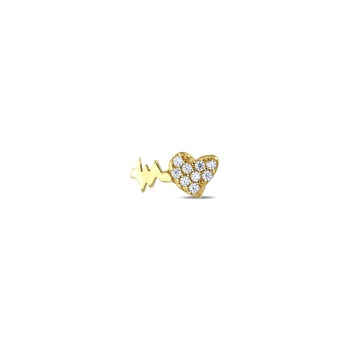 Altın Taşlı Tragus Kalp Piercing