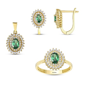 Altın Üçlü Oval Set