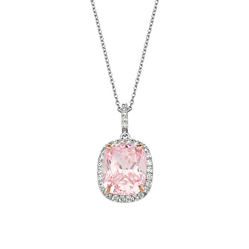 Pembe Violet Kuşon Kesim Pırlanta Kolye