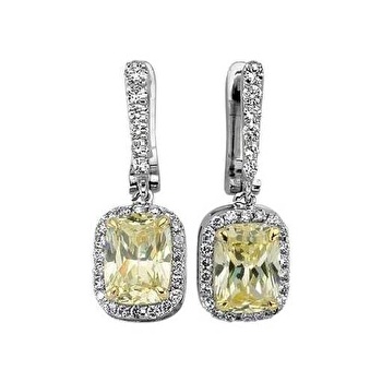 Sarı Violet Emerald Kesim Pırlanta Küpe