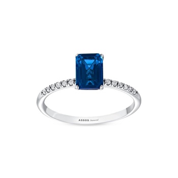 Pırlanta London Blue Topaz Emerald Yüzük