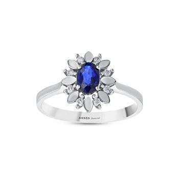 Pırlanta Safir Oval Yüzük