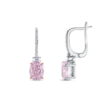 Pembe Violet Oval Pırlanta Küpe