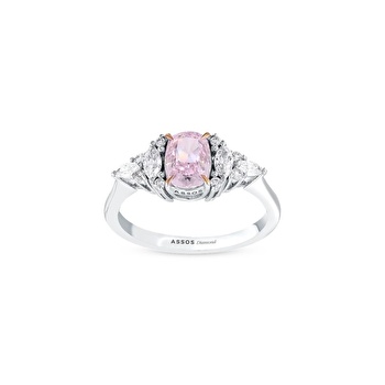Pembe Violet Kuşon Kesim Pırlanta Yüzük