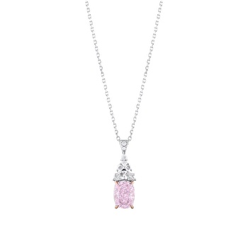 Pembe Violet Kuşon Kesim Pırlanta Kolye