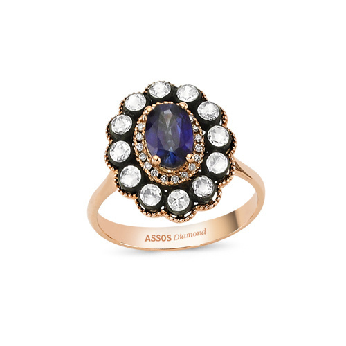 Elmas Safir Oval Yüzük