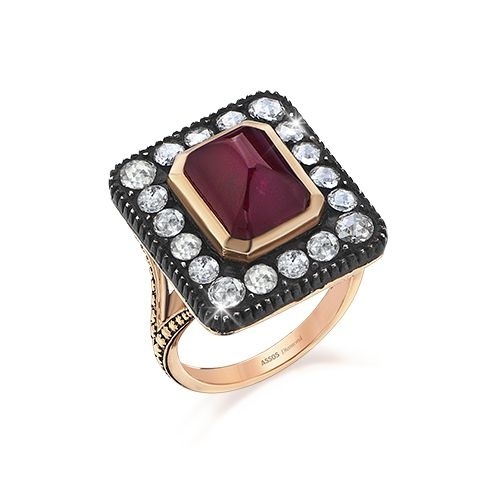 Elmas Yakut Emerald Kesim Yüzük