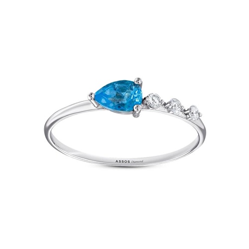Pırlanta  Aquamarine Damla Yüzük