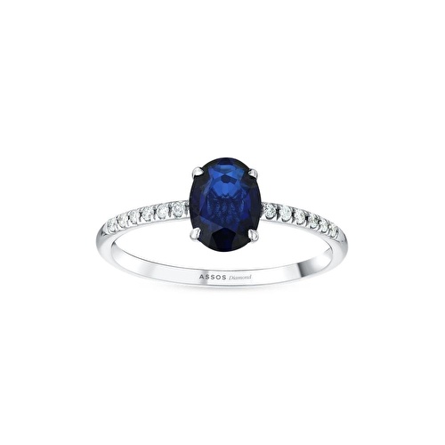 Pırlanta Safir Oval Yüzük