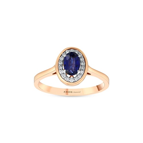 Pırlanta Safir Oval Yüzük