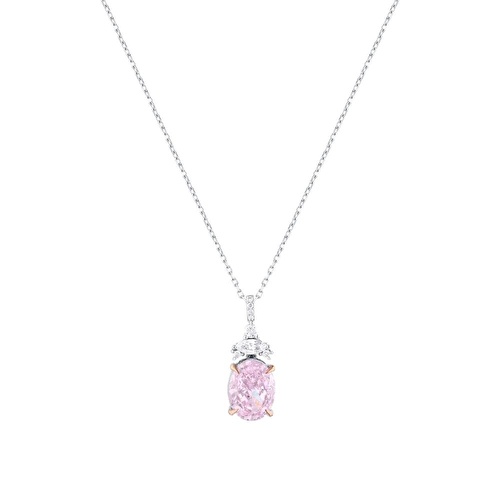 Pembe Violet Oval Pırlanta Kolye