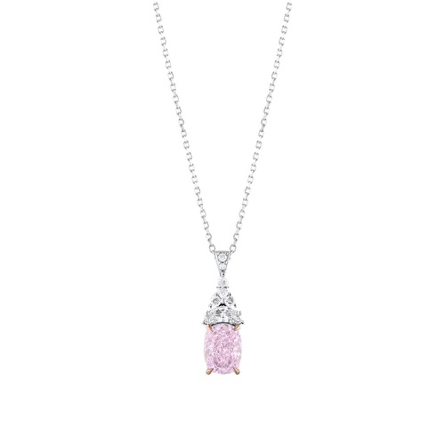 Pembe Violet Kuşon Kesim Pırlanta Kolye