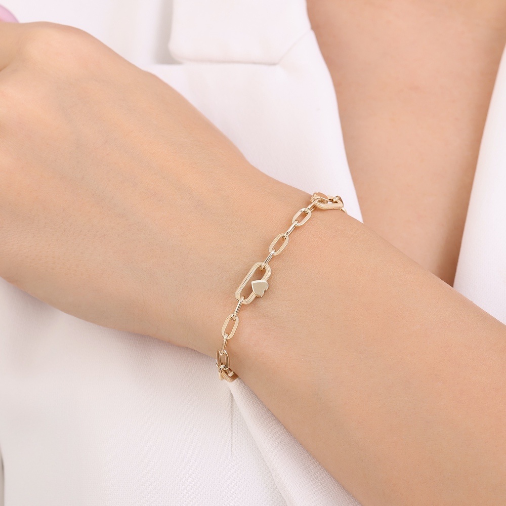 Altın Kalp Zincir Bileklik