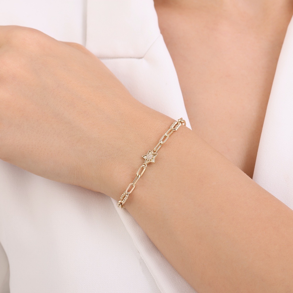 Altın Yıldız Zincir Bileklik