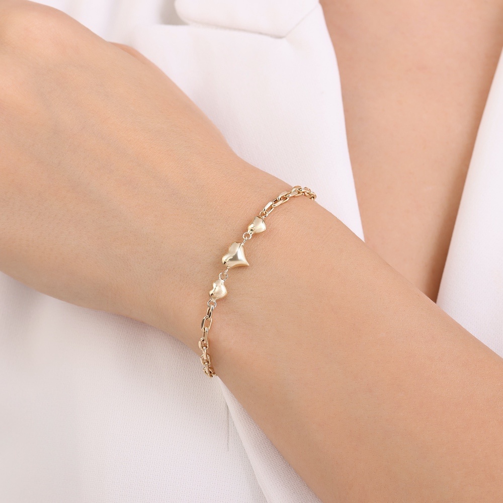 Altın Kalp Zincir Bileklik