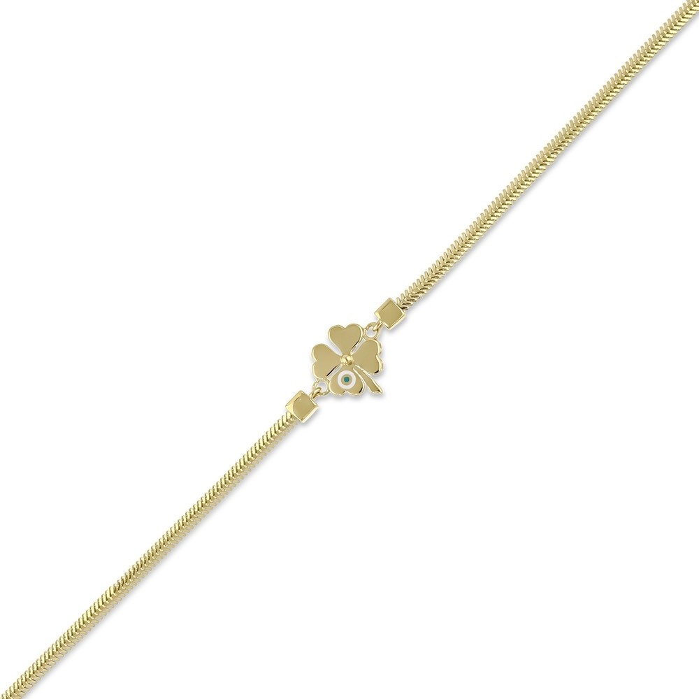 Altın Nazar Boncuklu Yonca Bileklik