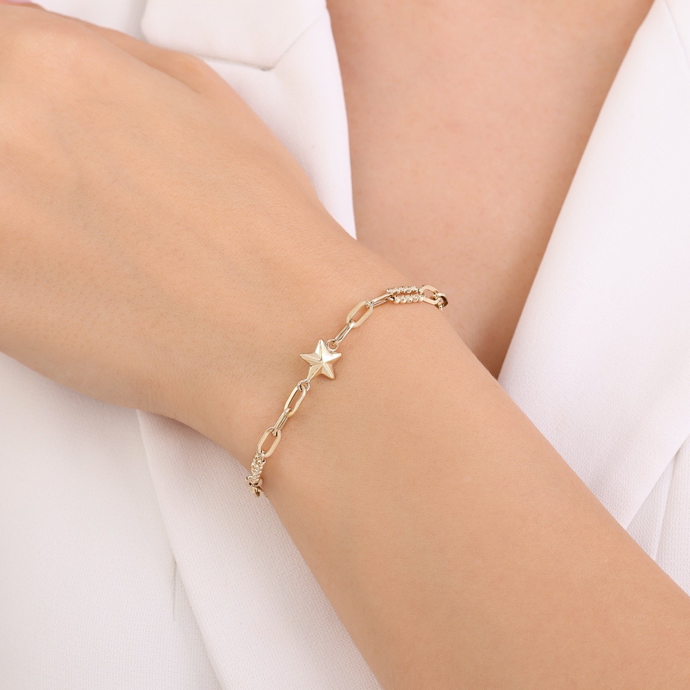 Altın Yıldız Zincir Bileklik