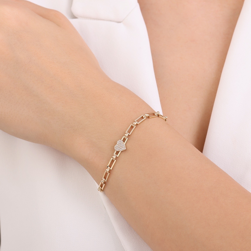 Altın Kalp Zincir Bileklik