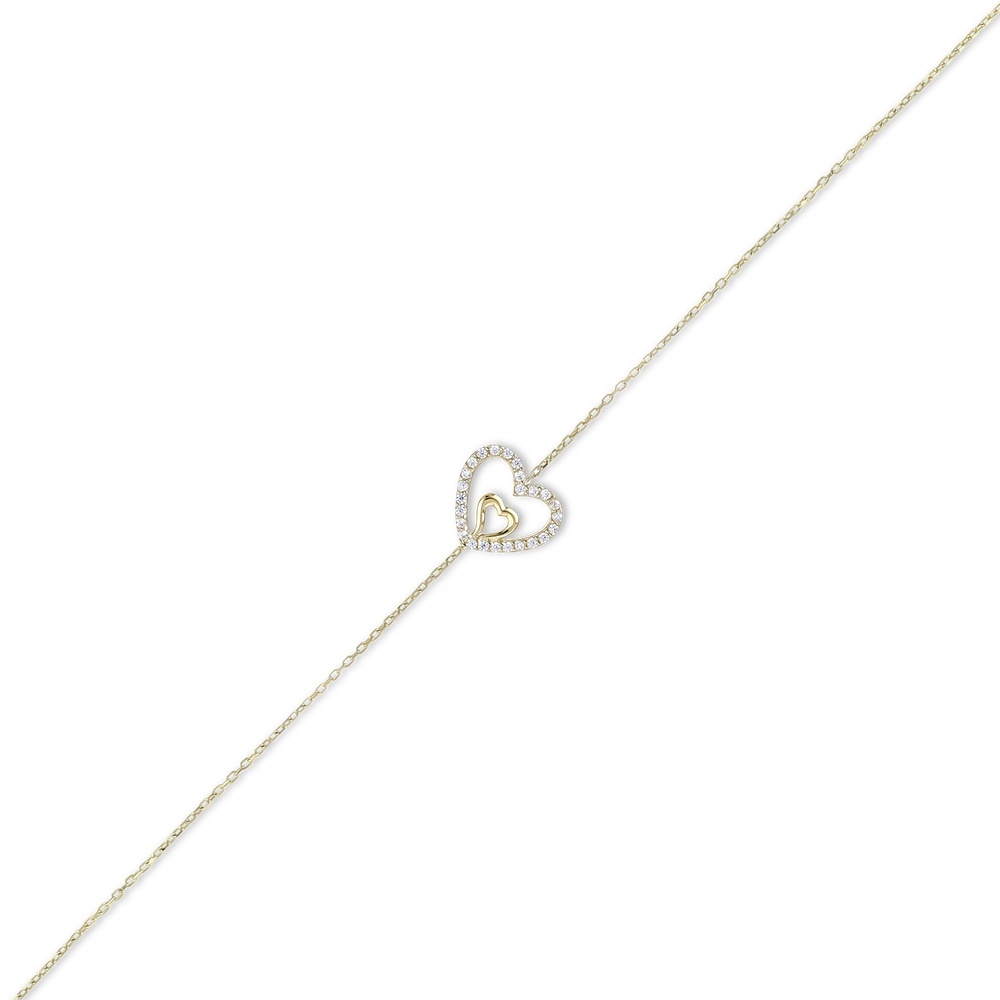 Altın Taşlı Kalp Bileklik