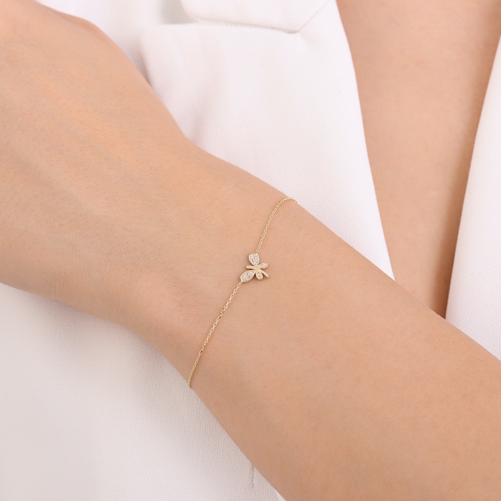 Altın Taşlı Kelebek Bileklik