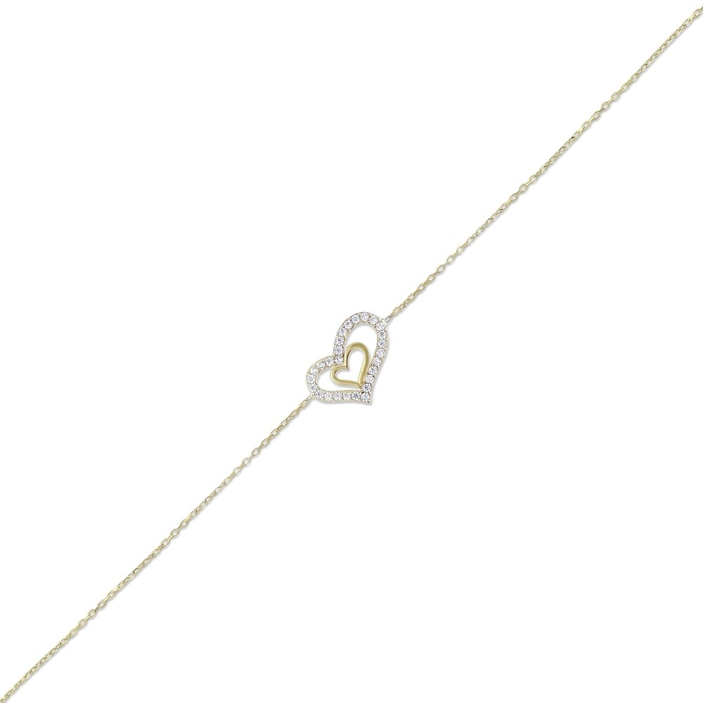 Altın Taşlı Kalp Bileklik